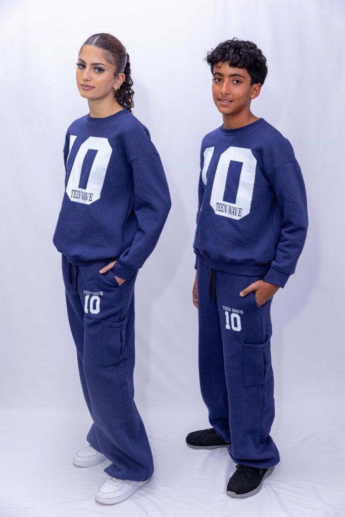 premium wide leg joggers with elastic & adjustable stopper navy