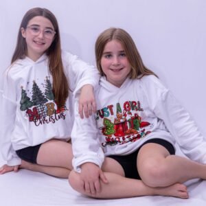 holiday vibes hoodie – white graphic