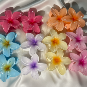 tropical plumeria flower hair claw clip