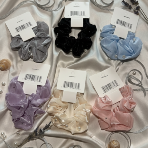 3 handcrafted pastel scrunchie set