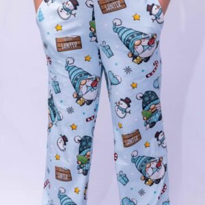 premium wide leg joggers – festive all over holiday print